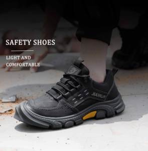 JIANKUN Chaussures de sécurité unisexes pour hommes et femmes Semelle extérieure en caoutchouc antidérapante Chaussures de travail en cuir anti-brûlure pour l'été et le printemps - Product Image 3