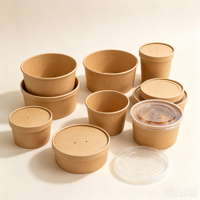 Vente en gros de contenants alimentaires en papier kraft blanc avec logo personnalisé, gobelets à soupe jetables, bols à salade, revêtement simple ou double en PE, qualité alimentaire, anti-fuite
