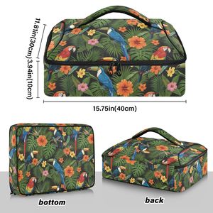 Sac isotherme pour aliments et plateau de cuisson en aluminium personnalisé, motifs Dark Jungle Aloha Parrot Hibiscus, pour pique-nique et camping - Product Image 3