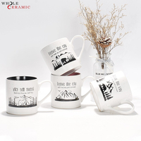 Tasse à café en céramique marbrée pour l'extérieur, motif personnalisé montagne, forêt, ours, camping, paysage, cadeau, tasse en porcelaine, vente en gros