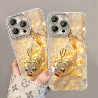 Coque magnétique en TPU motif dessin animé Poisson Koi pour iPhone 17/16 Pro Max, style chinois sophistiqué, finition mate