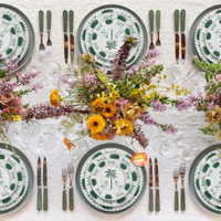 Service de table en porcelaine Palmier émeraude : Vaisselle en céramique haut de gamme idéale pour la vente au détail, les mariages sur le thème de la jungle