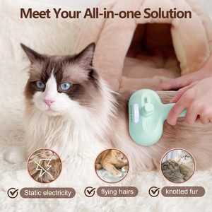 Stainless Steel ABS Rechargeable Portable Steam Spray Wash-free <b>Pet</b> Hair Removal <b>Brush</b> for Cats & Small Animals - Product Image 2