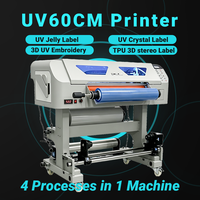 Printer UV DTF ZYJJ 60cm A1 dengan Sistem Pencampuran Tinta Putih, Printer Stiker 3D UV untuk Pakaian dan Hadiah