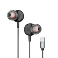 Earphone Stereo tipe-c berkabel, earphone anti air Semi In-Ear dengan Mic kontrol Play/Pause untuk ponsel dan game