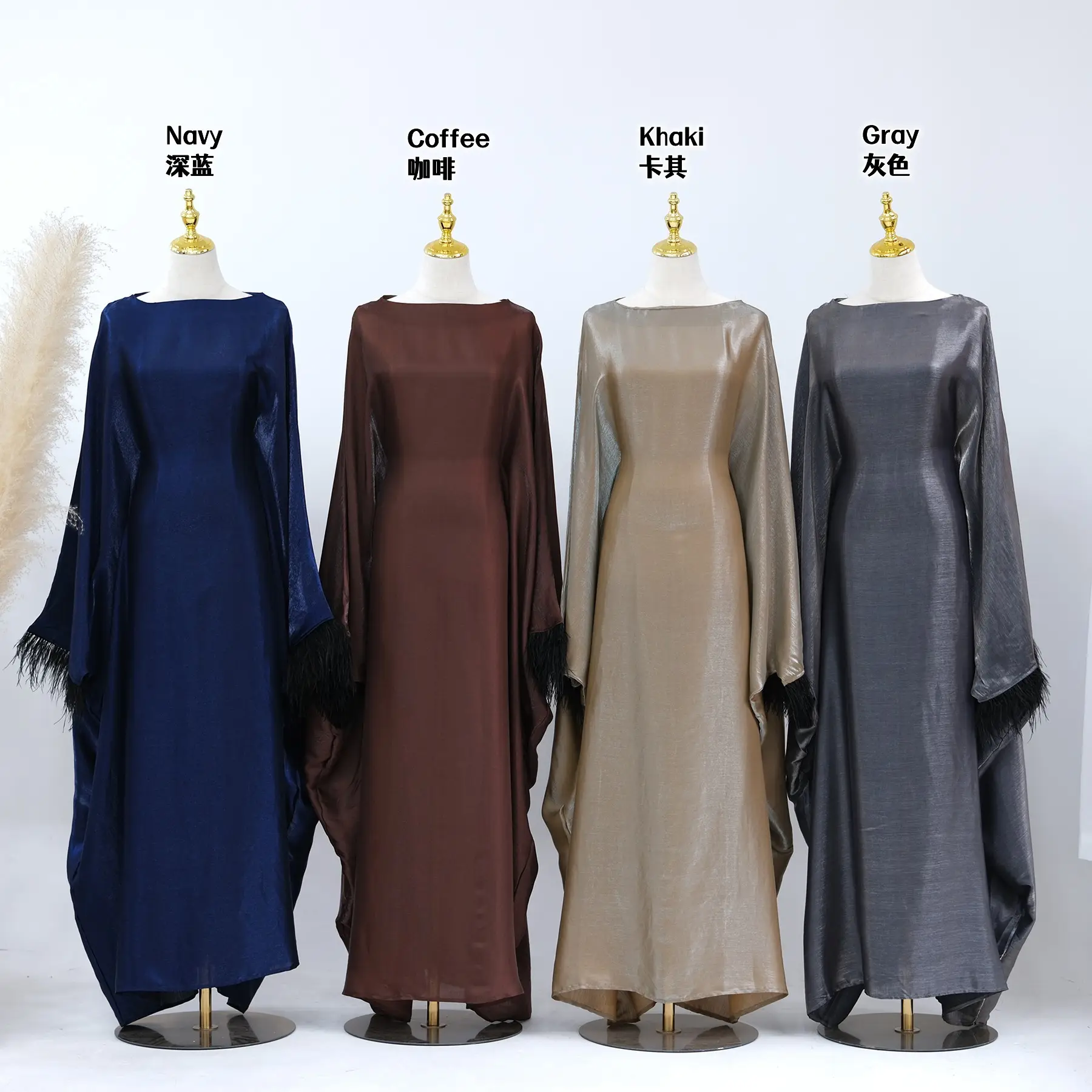Pakaian Islami gaun wanita Muslim tertutup poliester bersinar gaya Abaya Dubai desain baru dengan sabuk dalam