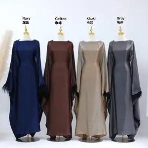 Islamic Clothing New Design Abaya Dubai Style Shinny Polyester Closed Abaya Muslim Women's Dresses With Inside Belt