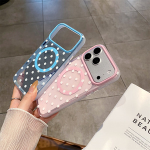 เคสโทรศัพท์มือถือลายจุดหรูหราแบบแม่เหล็กสำหรับ iPhone 18 17 16 15 Pro Max  ฝาหลังใสลายวงกลมนีออน IMD รุ่นใหม่ - Product Image 4
