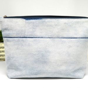 Sacs à maquillage écologiques en denim recyclé, portables, durables, légers, personnalisés avec broderie et impression, sac organisateur de cosmétiques avec fermeture éclair - Product Image 3