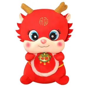 2024 ano do Dragão brinquedos personalizados bonito boneca sorte dragão recheado travesseiros de pelúcia crianças brinquedos