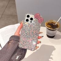 Coque de téléphone portable de luxe pour iPhone 16 Plus, Apple 14, 13, 12, 11 Pro Max, 15, avec nœud en strass et diamants pour fille