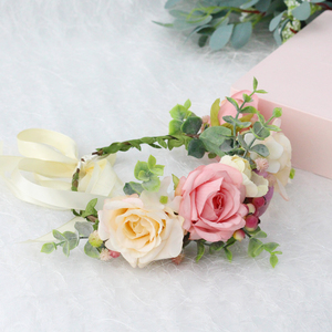 Couronne de fleurs artificielle en feuilles vertes et rotin pour mariée et demoiselle d'honneur, vente en gros d'usine - Product Image 5