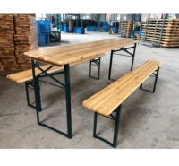 3pièces Mobilier de jardin pour l'extérieur, camping, table de pique-nique pliante en bois et banc de table à manger