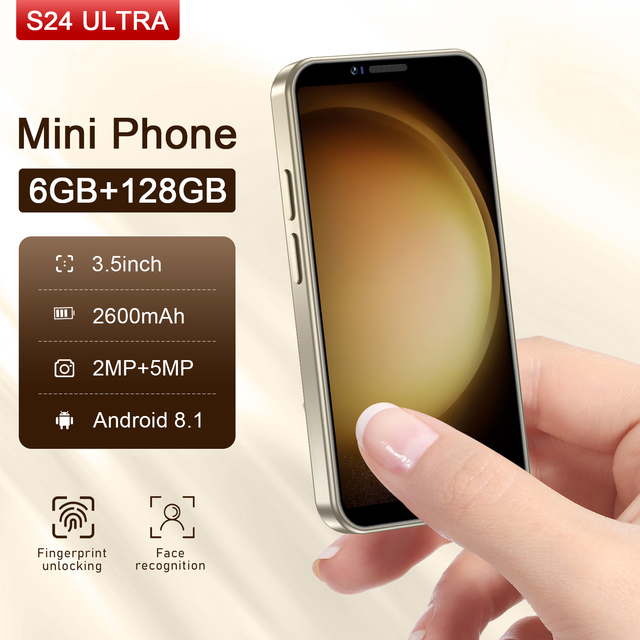 New Style Mini S24 Ultra Smartphone 6GB+128GB Android Cellphone with HD LED Display Spanish Operating Language