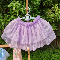 Jupe en tulle à paillettes étoilées, double couche, légère, style doux, pour ballet et danse chinoise, vêtements de danse pour filles