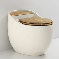 WC monobloc en porcelaine à chasse siphonique sur pied, WC rond en forme d'œuf pour la salle de bain