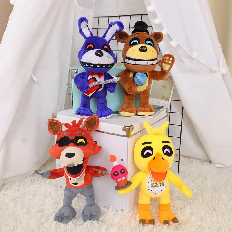 Wholesale 25cm FNAF Anime Cartoon Soft Plush Toys Freddy Bonnie Chica Foxy Stuffed Animal Dolls Game Inspired Freddy Plush Toys