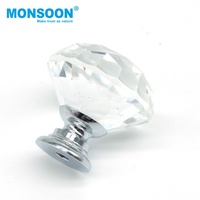 Poignée de tiroir de meuble en alliage de zinc transparent moderne de 30 mm, cristal, pour armoire, commode, chambre à coucher, extérieur