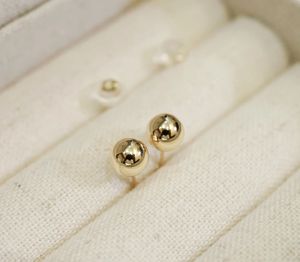 Pendientes de Oro Real de 18K Xinfly, Joyería de Oro 18K AU750, Pendientes de Bola Redonda Pulida de 6mm - Product Image 4