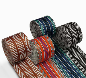 Cinta de Jacquard con patrón de rejilla de flecha colorida de 38mm, cinturón de punto de estilo étnico, cinta bordada, cinta de sarga para correas de bolsa - Product Image 1