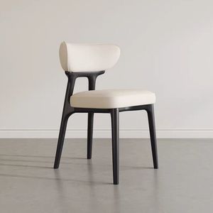 Silla Lateral Tapizada en Beige Contemporáneo con Estructura Negra, Respaldo Ergonómico para <span class=keywords><strong>Cocina</strong></span>, Comedor, Cafetería, Banquete, Uso L004 - Product Image 4