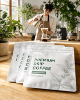 Sachet de café filtre noir mat à trois soudures latérales, avec doublure VMPET de qualité alimentaire, poignée suspendue, emballage personnalisé avec logo OEM ODM Guangdong
