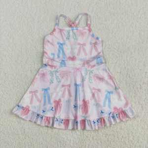 Vente en gros de robe de yoga sans manches à imprimé floral rose pour filles actives et prêtes à être expédiées pour les tout-petits - Product Image 4