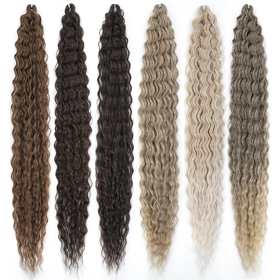 סיטונאי אריאל עמוק גל טוויסט סרוג שיער סינטטי צמת שיער Ombre בלונדינית ורוד 30 אינץ מים גל קולעת הארכת שיער