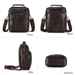 กระเป๋าสะพายข้างผู้ชายดูเจียงหนังแท้กระเป๋าสะพายไหล่สำหรับธุรกิจความจุขนาดใหญ่กระเป๋าใส่ไอแพดสีทึบสีน้ำตาลกาแฟสีดำ - Product Image 3