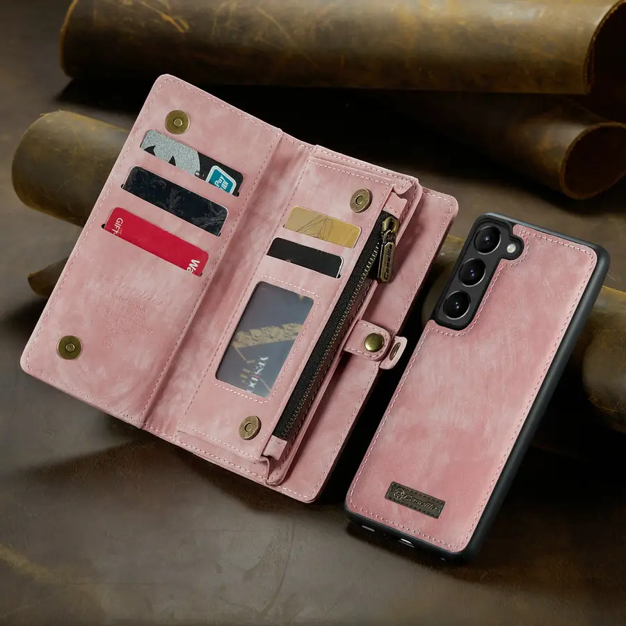 CaseMe Splicing Detach Leather Wallet Case for Samsung S23 plus S22 ultra A14 A34 A04 A54 A74 Flip Case With Money Carry Slots
