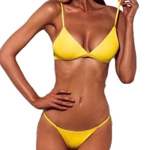 Nouveau style, tissu brillant, maillot de bain sexy push-up uni, ensemble bikini 2 pièces sans couture avec string, micro bikini, service OEM, séchage rapide - Product Image 4