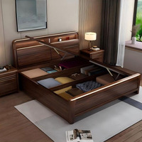 Lit de mariage haut de gamme en bois massif de style chinois, 1,8 m, double, 1,5 m d'épaisseur, avec rangement, design moderne et doux pour la chambre principale