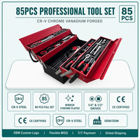 Boîte à outils de réparation automobile OEM 85 pièces, outils à main universels, clé à cliquet en acier, jeux de douilles