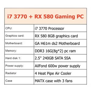I7 3770 <span class=keywords><strong>Pc</strong></span> de jeu complet bon marché ordinateur personnalisé équipement ordinateurs de bureau préconstruits vente en gros construire ordinateur de bureau <span class=keywords><strong>Gamer</strong></span> <span class=keywords><strong>Pc</strong></span> - Product Image 2