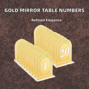 Numéros de table en acrylique doré de luxe 4x6 pouces - Porte-numéros de table de mariage élégants et cintrés pour <span class=keywords><strong>la</strong></span> décoration de réceptions et d'événements - Product Image 2