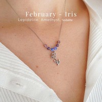 Collier personnalisé en acier inoxydable anti-ternissement avec pendentif fleur des 12 mois de naissance et pierre de naissance en cristal naturel, cadeau pour femme