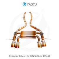 YT pipa knalpot Aloi Titanium, pipa knalpot dua sisi empat outlet dan katup untuk BMW G8X M3 M4 3.0T, emas panggang