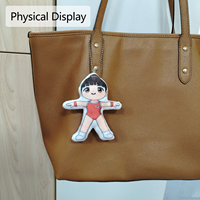 Nouveau porte-clés de sac en peluche, petit et mignon, avec personnage de dessin animé, motif photo numérique lumineuse, en coton PP doux