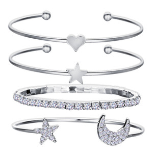 Ensemble de bracelets en fil de fer coloré pour femmes, pendentif arc-en-ciel de style européen et américain, bracelet tendance coloré 8 pièces/ensemble - Product Image 4