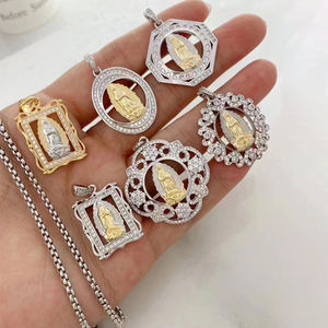 Personnalisé San <span class=keywords><strong>Judas</strong></span> Santa Muerte Pendentif Zircone Pavé Vierge Marie Pendentif Collier Collares Colgante De Moda Joyeria Cristiana - Product Image 6