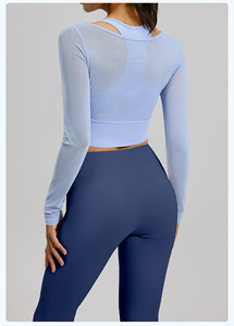 Conjunto de Yoga de 2 Piezas para Primavera/Otoño, Transpirable, Ecológico, de Secado Rápido, con Top Fruncido de Cintura Alta y Leggings Levanta Glúteos para Mujer - Product Image 6