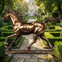 Statue de cheval en bronze personnalisée - Sculpture de cheval galopant avec finition cuivre antique, sculpture en bronze