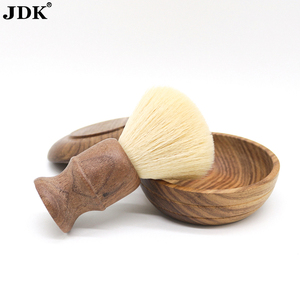 Smajdkk-brosse de rasage en bois <span class=keywords><strong>naturel</strong></span> <span class=keywords><strong>synthétique</strong></span>, accessoire manche en noyer, nœud en cheveux, barbe pour hommes - Product Image 5