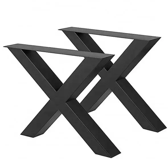 튼튼한 금속 테이블 구조는 까만 코팅 커피 벤치 식탁 다리를 위한 정연한 X 모양 책상 무쇠를 솔질했습니다