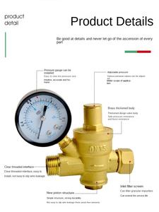 AdjustableThread Water Control <b>Regulator</b> <b>Pressure</b> Reducing Valve with Water Gauge Adjustable Brass WaterPressure Reducing Regula - Product Image 5