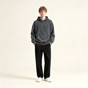 Sudadera con capucha de felpa para hombre, estilo vintage, con lavado ácido, oversize, tipo jersey, de peso pesado, estilo urbano, personalizada - Product Image 5