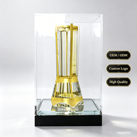 Trophée en cristal gravé sur mesure avec cadre en métal doré, trophée de compétition, trophée de championnat, cadeau commémoratif d'entreprise, logo personnalisé