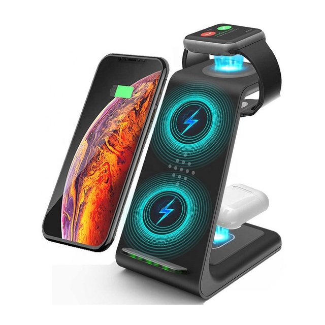 Dropshipping 1 Sample 18W 3-in-1 Wireless Charger for iPhone for Watch for Earphone With CE FCC ROHS Certified Can Custom Logo