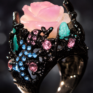 Anello Creativo Vintage con Motivo di Rose e Peonie Colorate, Anello a Forma di Lucertola - Product Image 4