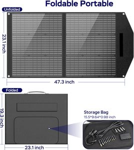 แผงโซลาร์เซลล์แบบพับได้ 100W 18V DC ชนิดโมโนคริสตัลไลน์ซิลิคอน ประสิทธิภาพสูง 23% ได้รับการรับรองมาตรฐาน TUV เครื่องชาร์จพกพาสำหรับใช้งานกลางแจ้งแบบออฟกริด - Product Image 4